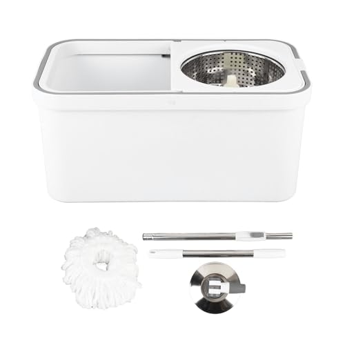 AUNMAS 360 ° de Microfibra de Microfibra con Escrutinio, de Limpieza de Pisos de Cubo, Mango Inoxidable Ajustable, Trapeador y Cubo para Todo Tipo de Limpieza de Pisos
