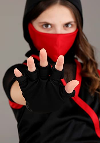 Disfraz ninja sigiloso para niñas negro y rojo miniatura 3