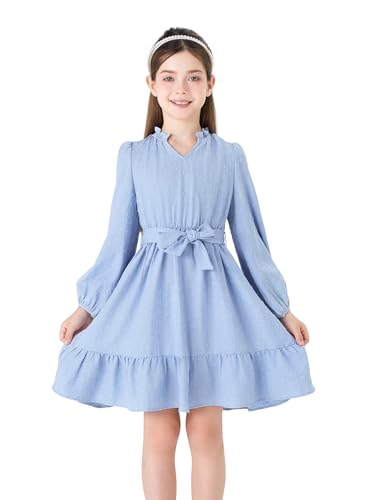 PATPAT Kleider für Mädchen in Prinzessin-Stil - Langarm Mädchenkleider...