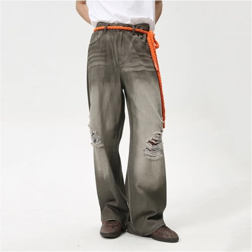 Men's Straight Denim Pants High Street Hip Hop Wide Leg Jeans Bottoms3