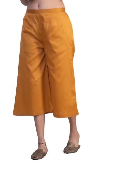 Image of SAYLAH Women Cotton Short Length Flared Palazzo