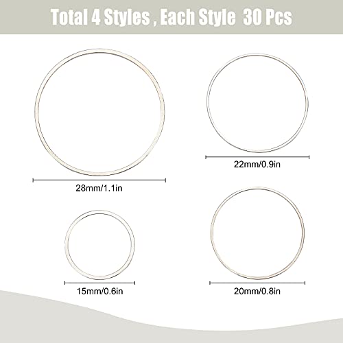 SUNNYCLUE 120Pcs 4 Sizes Earrings Beading Hoop Linking Ring Hollow Charms Earring Finding Charm Connector Links for DIY Crafts Earring Necklace Resin Pendant Making - Image 2