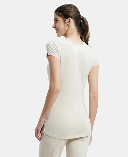 Image of Jockey UL03 Women's Super Combed Cotton Elastane Stretch Slim Fit Solid V Neck Henley Styled Half Sleeve T-Shirt