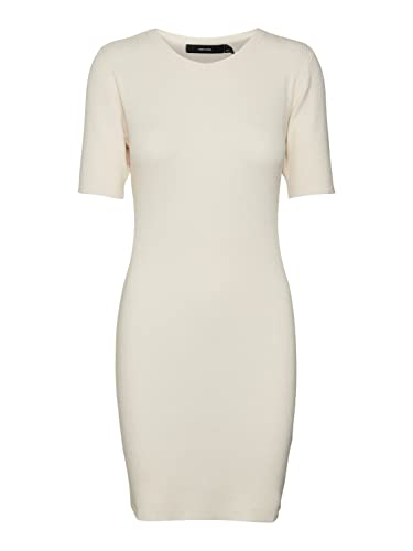 VERO MODA Damen Vmgold Rib O-Neck Short Dress Kleid, Birch, XS EU
