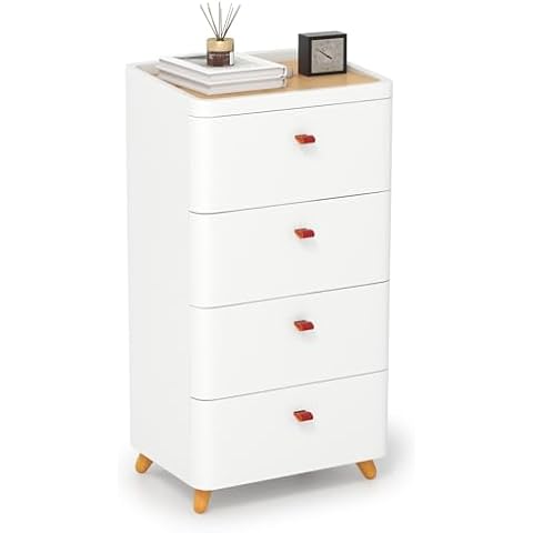 CASART 4 Tier Storage Drawers with Bamboo Top Cover