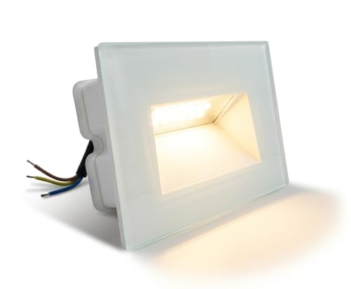 Segnapasso LED da Incasso per 503 a Parete IP65 5W 500 Lumen CCT Switch Luce Calda Fredda e Naturale Vetro Frontale per Scale Corridoi e Esterno