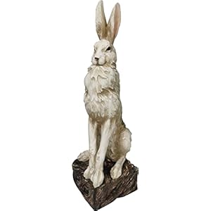 LANDCHY Large Size Noble Sitting Rabbit Bunny Realistic Rabbit Happy Easter Bunny Magnesium Oxide Stone Sculpture Decorations for Indoor Outdoor Garden Statue 30” High