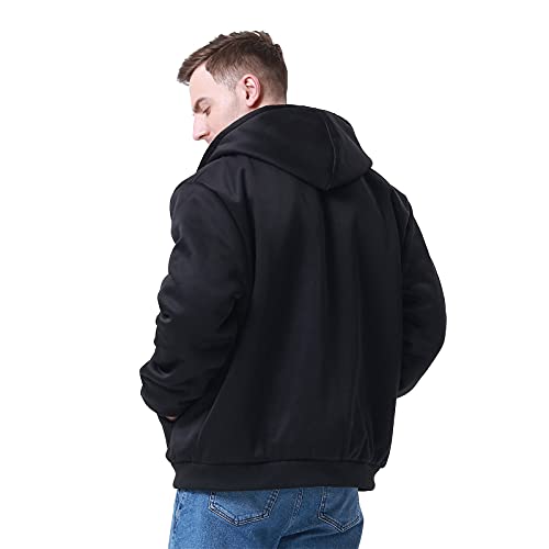 Hoodies for Men Full Zip Up Fleece Warm Jackets Thick Coats Heavyweight Sweatershirts4