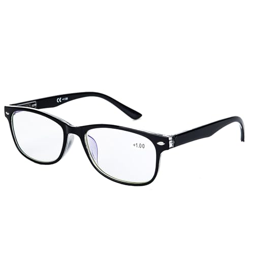 LANLANG Blue Light Blocking Glasses Reading Glasses for Women Men Spring Hinge Anti Eyestrain +1.5 Black