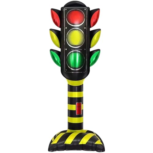 Image of Party Warehouse Traffic Signal Standee Balloon for Kids Birthday Party Decoration | Self Standing Foil Balloon Traffic Lights Theme|Road Safety Theme Party Supplies for Boys Birthday, Car Theme Decor