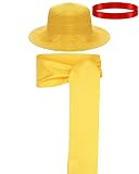 SATINIOR 2 Strohhut Ruffy und Kostüm Taille Schärpe Gürtel Animation Cosplay Hut Anime Cartoon Charakter Sonnencreme Gelb Sommer Sonnenhut, Mehrfarbig