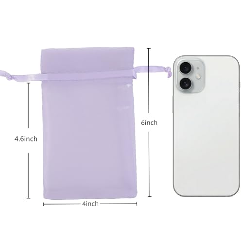 Image of QIANF 20 Pcs Lilac Purple Small Organza Bags 4X6 inch for Wedding Favors with Drawstring, Mini Mesh Gift Bags Jewelry Pouch for Candy Bridal Shower Party Favor Baby Shower Christmas