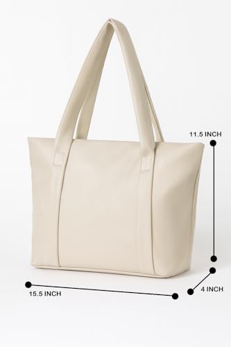 Image of Women's Brown Leather Tote Bag for Office | Laptop Handbag with 11 Inch Compartment, Multiple Pockets & Zipper | Large Capacity Work Shoulder Bag for Daily Use & Travel | quality material