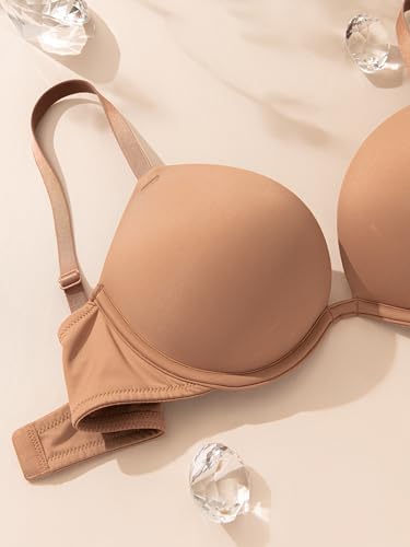 Image of Deyllo Women's Push Up Underwire Bra Super Padded T-Shirt Bra Add Two Cups