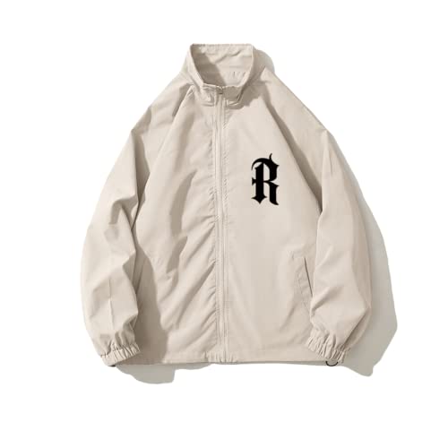 Luxyin Casual Spring Fall Windbreaker Men's Waterproof Rain Jacket Outdoor Lightweight Softshell Coat (As1, Alpha, X_L, Regular, Regular, Grey C20) #TOP1