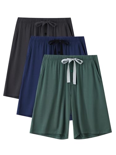 COLORFULLEAF Mens Bamboo Rayon Pajama Shorts Soft Pajama Bottoms Comfy Lounge Sleep Shorts with Pockets