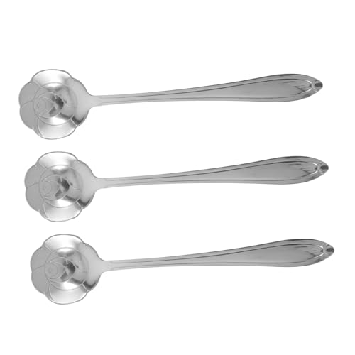 Holibanna 3 Piezas cucharas de metal Horneando cocinando cucharón largo conformado atender cuchara de helado cuchara de postre de metal Cucharadas Acero inoxidable Silver