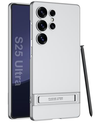 Image of BOUNCEBACK Slim Hard Back Case /Cover with Kick Stand for Samsung Galaxy S25 Ultra 5g - (Silver White | Polycarbonate)