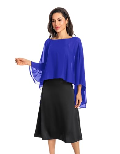Image of Baoqiya Chiffon Capes Sheer Capelets Long Cape Poncho For Women Plus Size