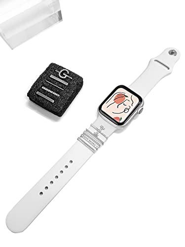Image of 5Pcs Charms for Apple Watch band 41mm 45mm 40mm 44mm 38mm 42mm 46mm 49mm Women,Diamond+Metal Jewelry Decorative Ring For iWatch series 11 10 9 8 7 6 5 4 se 3 /2,Galaxy watch 7 /6 /5 /4,Strap Accessories