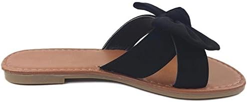 Tiara Women's Sandals Slip On Slide Flat with Twist Knot Bow - Image 6