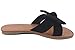 Tiara Slip On Sandal Slide Flat with Knot Bow, Black, 7