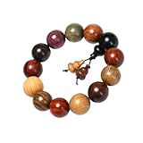 Handcrafted Wooden Bead Bracelet Mixed Natural Wood Colors Prayer Bracelet for Men or Women,1pc/pack (Dia.18mmX13pcs)