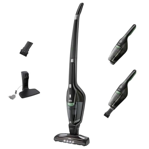 AEG Serie 3000 Ergorapido CX7-2-45MÖ 2in1 Akku Staubsauger, 50% Recyclingmaterial, beutellos, bis zu 45 min Laufzeit, freistehend, wendig, Bürstenreinigungsfunktion, LED, 0.5L, schwarz