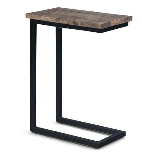 SIMPLIHOME Skyler 18-inch Wide Solid Mango/Metal Industrial C-Shaped End Table in Beach Brown/Black...