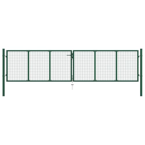 Susany Mesh Gartentor Verzinkter Stahl Doppelflügeltor Doppeltor Gartentür Zauntor Hoftor Zauntür Gartenpforte Einfahrtstor Tor Stahl 400 x 100 cm Grün