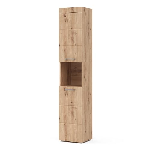 Vicco Meuble Salle de Bain Luna, Chêne Wotan, 37x190cm, pour Montage Mural, combinable avec d’Autres Meubles Luna