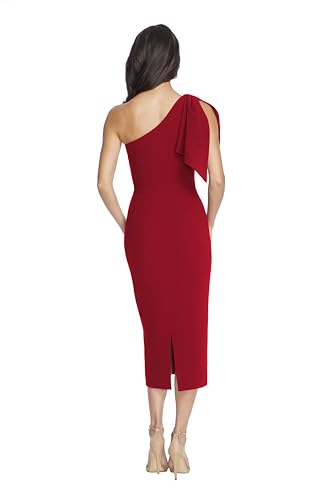 Image of Dress the Population Womens Tiffany One Shoulder Bow Detail Midi Sheath Dress