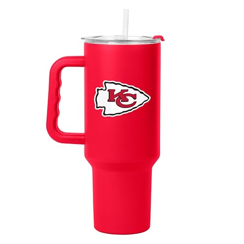 FANMATS NFL Kansas City Chiefs Stainless Steel 40 oz Handle Tumbler 40 Fluid Ounces | Team Color | Straw & Lid Included