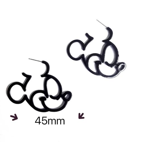 Silver Plated Black Gold Hidden Mouse Drop Earrings Cute Bow Detail Women Dangle Earring Large Hoop Earrings4