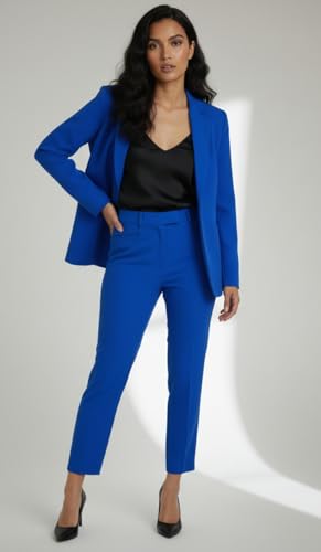 Image of Women's Formal Pantsuit Set, Single Button Blazer with Trousers, Professional Business Attire