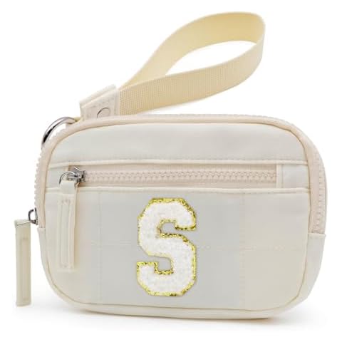 Chenille Initial Wristlet Wallet with Strap Cover