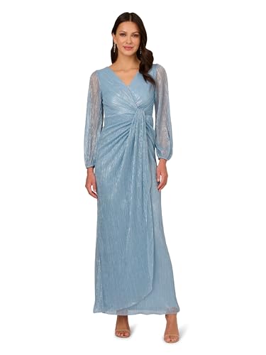 Image of Adrianna Papell Women's Metallic Mesh Draped Gown