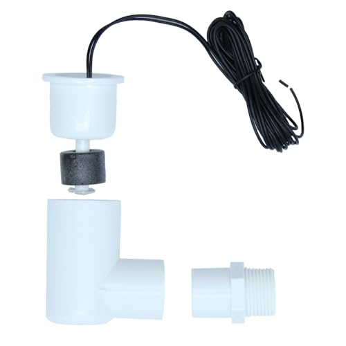 SS2 Float Switch L Shape, Compatible with Safe-T-Switch for HVAC Drain Pan Condensate Outlet, AC Water Level Switch with 3/4 Inch Adapter and 6Ft Wire (1, White)