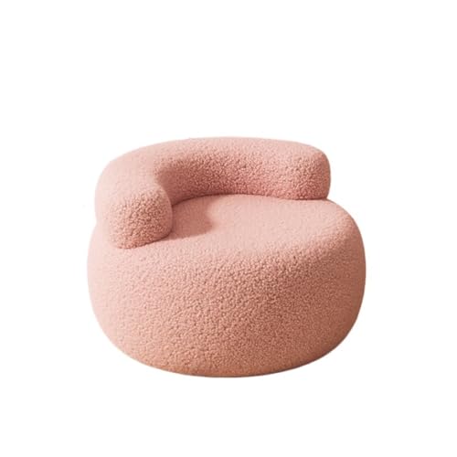 XINCHANG Silla de lana de cordero artificial de lujo con marco de madera maciza, cómoda y elegante (silla de sofá de forro polar de cordero, rosa claro [regular])
