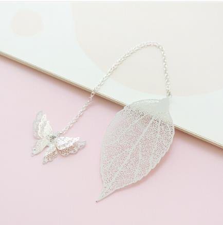 Golden metal Bookmarks foglia con farfalla