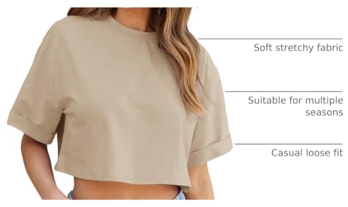 Image of Tankaneo Women Crop T-Shirts Half Sleeve Drop Shoulder Cropped Tops Y2K Casual Summer Basic Tees
