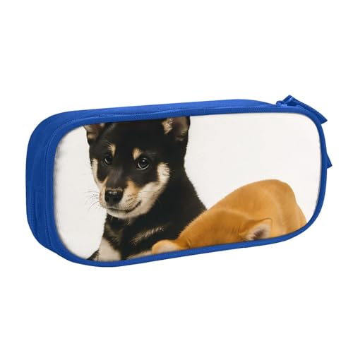 柴犬 いぬ 犬柄7 大容量化粧ポーチ ファスナー付き化粧ポーチ Blue