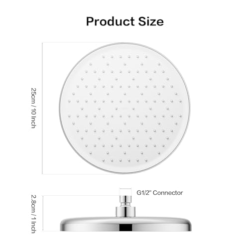 Pomme de douche haute pression en chrome brillant de 25cm de diamètre - 3