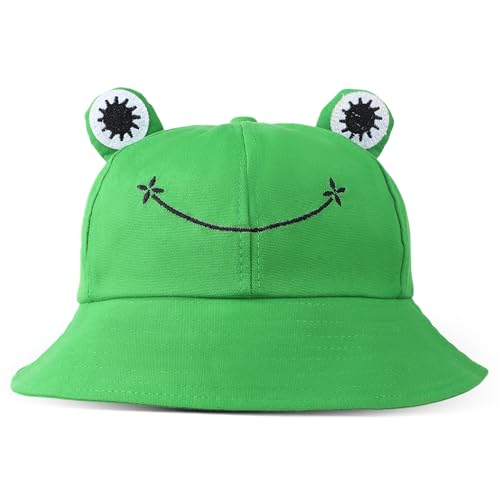 Dimeho Sombrero de pescador de rana para adultos, lindo sombrero de rana para mujer/hombre, sombrero de pescador divertido, sombrero de sol plegable para verano, primavera, sombreros de pescador de