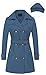 CREATMO US Trench Coat for Women Rain Women's Length Double-Breasted with Belt Dark Blue 2XL