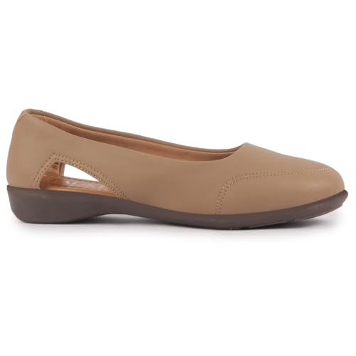 Image of FAUSTO Women Stylish Backless Casual Ballets | Low Heel Cut-Out Slip-On Ballerinas | Comfortable Walking Flats Sandals | Memory Cusion Insole