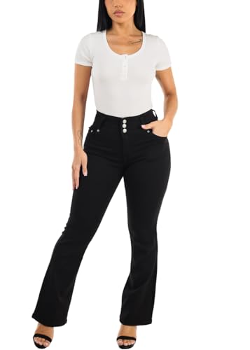 Image of Moda Xpress Women's Butt Lifting High Waisted Bootcut Jeans - Stretchy, Comfortable Flare Jeans in Junior Size Vintage Style