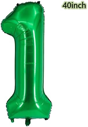 40 inch Dark Green Crown Number 1 Balloon,Giant Large Aluminum Film Number Balloon, 1stJungle Birthday Decoration Balloons ，Children's Birthday Party Baby Shower Decoration Supplies (dark green 1) image 5