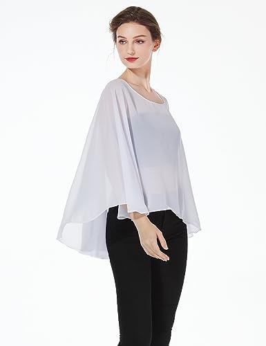 Women Poncho Cape High Low Chiffon Shawls Wraps Scarves Capelets for Evening Dress Bridal Wedding Party2