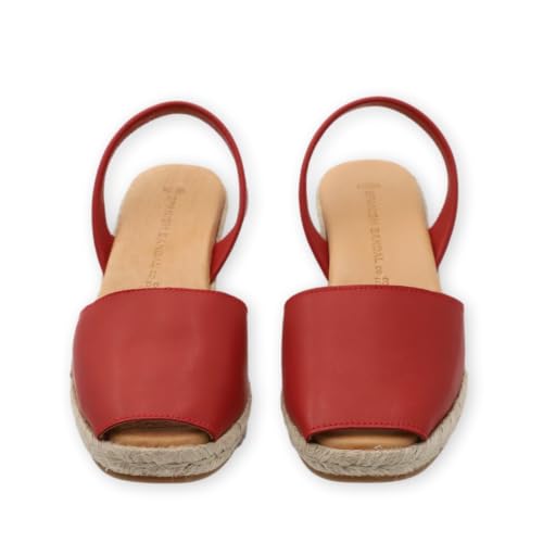 Image of Espadrilles Wedges for Women, Dressy Soft Leather Peep Toe Womens Espadrille Sandals, Comfortable Casual Summer Slip On